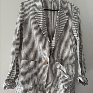 a new day Black and White Striped Blazer